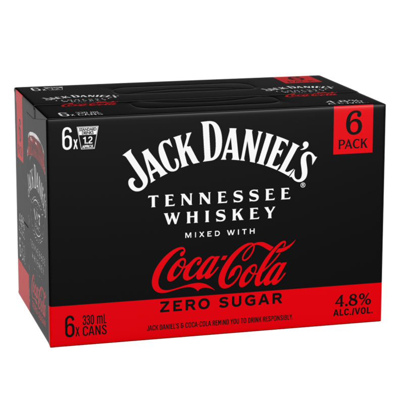 Jack Daniel's Coca-Cola Zero 4.8% 330ml 6pk cans