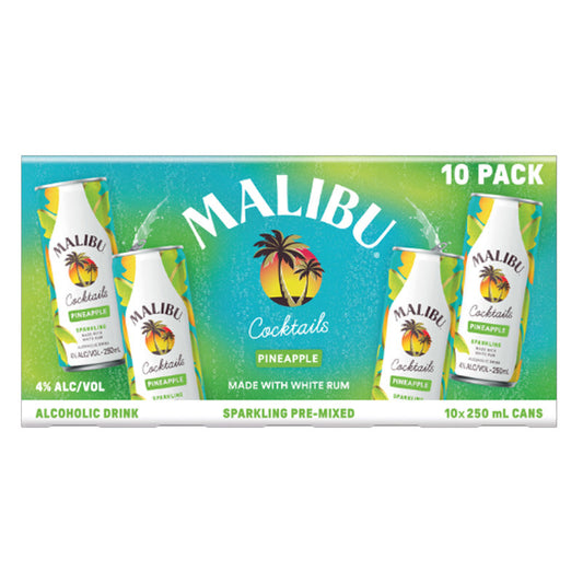 Malibu Cocktails Pineapple 4% 10pk cans